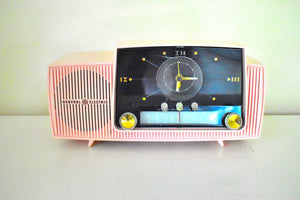 Princess Pink Mid Century 1957 General Electric Model 913D Vacuum Tube AM Clock Radio Beauty Sounds Fantastic!