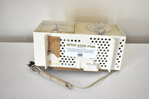 Smart Speaker Ready To Go - Ivory White Vintage 1962 General Electric Model C-403A AM Vacuum Tube Clock Radio Sounds Great!