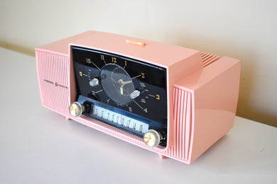 Princess Pink Mid Century 1958 General Electric Model 913D Vacuum Tube AM Clock Radio Beauty Excellent Plus Condition Sounds Fantastic!