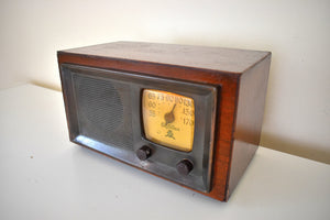 Bluetooth Ready To Go - Copper Face Wood Cabinet 1946 Gilfillan Brothers Model 56B AM Vacuum Tube Radio Sounds Great Rare Manufacturer!