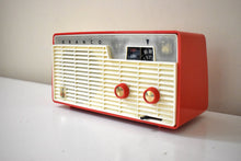 Load image into Gallery viewer, Red Orange 1959 Granco Model 701 AM FM Vacuum Tube Radio Little Cutie Great Sound!