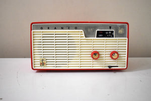 Red Orange 1959 Granco Model 701 AM FM Vacuum Tube Radio Little Cutie Great Sound!