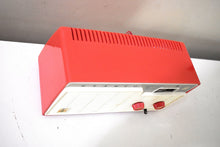 Load image into Gallery viewer, Red Orange 1959 Granco Model 701 AM FM Vacuum Tube Radio Little Cutie Great Sound!