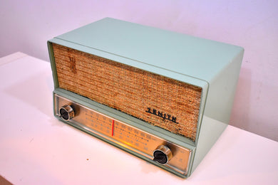 ミントグリーン ミッドセンチュリー 1959 ゼニス S-41876 AM/FM 真空管ラジオのサウンドは素晴らしい!