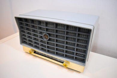Slate Blue and Gray Vintage 1953 RCA Victor 6-XD-5 Tube Radio Sounds and Looks Great! Rare Color Combo!