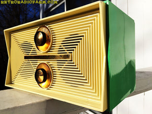 SOLD! - Aug 18, 2016 - AWESOME GREEN Twin Speaker Retro Vintage 1950s Truetone DC2036A Tube Radio Totally Restored!