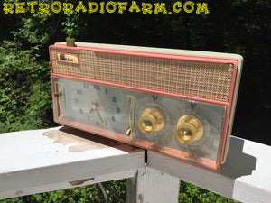 SOLD! - Mar 8, 2017 - RARE BEYOND RARE Rose Pink Retro Jetsons Vintage 1961 Arvin Model 51R56 AM Tube Clock Radio Amazing!