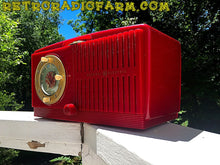 画像をギャラリービューアに読み込む, SOLD! - June 16, 2016 - BLUETOOTH MP3 READY - Cherry Red Mid Century Jetsons 1951 General Electric Model 517F Tube AM Clock Radio Totally Restored! - [product_type} - General Electric - Retro Radio Farm