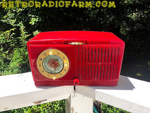 Load image into Gallery viewer, SOLD! - June 16, 2016 - BLUETOOTH MP3 READY - Cherry Red Mid Century Jetsons 1951 General Electric Model 517F Tube AM Clock Radio Totally Restored! - [product_type} - General Electric - Retro Radio Farm