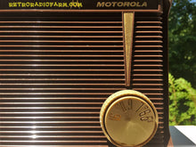 Load image into Gallery viewer, SOLD! - Jan 24, 2017 - BLUETOOTH MP3 READY - Chocolate Brown Retro Jetsons 1959 Motorola Model A1N-23 Tube AM Clock Radio Totally Restored! - [product_type} - Motorola - Retro Radio Farm