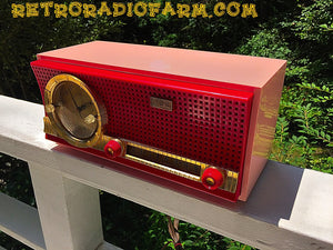 SOLD! - Nov 17, 2016 - VALENTINE'S DAY- Red and Pink Retro Jetsons 1961 CBS C230 Tube AM Clock Radio Mint Condition! - [product_type} - CBS - Retro Radio Farm