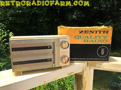 SOLD! - Sept 24, 2016 - BLUETOOTH MP3 READY -  Ultra Contemporary Looking 1965 Zenith Model M512W AM Tube Radio with Original Box!