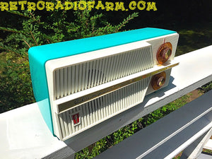 SOLD! - Dec 17, 2016 - AZURITE Blue Mid Century Jet Age Retro 1959 Olympic Model 557 Tube AM Radio Totally Awesome!!