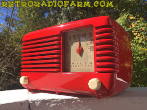 SOLD! - Nov 28, 2016 - LIPSTICK RED Vintage Deco Retro 1947 Philco Transitone 48-200 AM Bakelite Tube Radio Works! - [product_type} - Philco - Retro Radio Farm