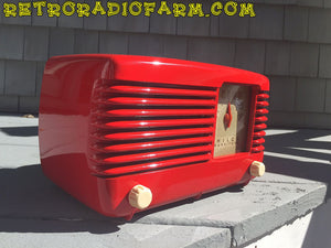 SOLD! - May 25, 2016 - LIPSTICK RED Vintage Deco Retro 1947 Philco Transitone 48-200 AM Bakelite Tube Radio Works! - [product_type} - Philco - Retro Radio Farm