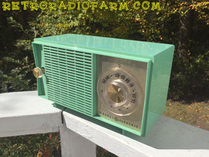 SOLD! - Nov 9, 2016 - BLUETOOTH MP3 READY - SEA GREEN 1959 General Electric Model T-129C Tube Radio - [product_type} - General Electric - Retro Radio Farm