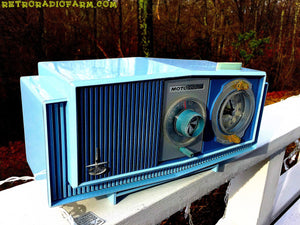SOLD! - Jan 17, 2017 - BLUE on Blue Mid Century Retro 1963 Motorola Model C19B60 Tube AM Clock Radio Totally Restored! - [product_type} - Motorola - Retro Radio Farm