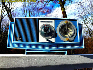SOLD! - Jan 17, 2017 - BLUE on Blue Mid Century Retro 1963 Motorola Model C19B60 Tube AM Clock Radio Totally Restored! - [product_type} - Motorola - Retro Radio Farm
