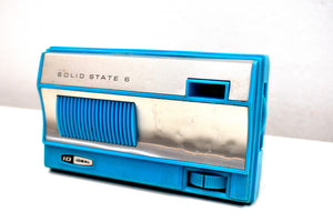 1965 スカイブルー ヴィンテージ ポータブル ポケット ID IDEAL ソリッド ステート AM 6 トランジスタ ラジオ 言うまでもなくレアです。