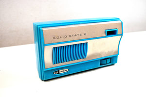 1965 Sky Blue Vintage Portable Pocket ID IDEAL Solid State AM 6 Transistor Radio Needless to Say Rare!
