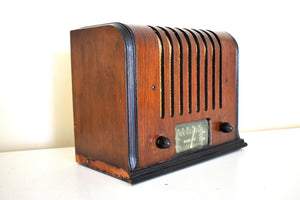 Artisan Handcrafted Wood 1936 Kadette Model 76 Vacuum Tube AM Radio Cute Little Woody! Sounds Great!