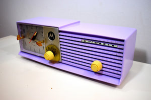Lavender Lady Mid Century 1957 Motorola Model 57CD Vacuum Tube AM Clock Radio Rare Color! Sounds Great!