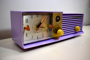 Lavender Lady Mid Century 1957 Motorola Model 57CD Vacuum Tube AM Clock Radio Rare Color! Sounds Great!