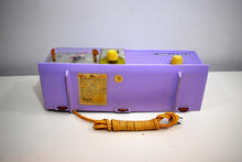 Load image into Gallery viewer, Lavender Lady Mid Century 1957 Motorola Model 57CD Vacuum Tube AM Clock Radio Rare Color! Sounds Great!