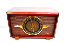 Load image into Gallery viewer, Mahogany Brown Wood Mid Century 1954 RCA Victor Model 6-RF-8 The Livingston AM FM Vacuum Tube Radio Big Daddy Sound and Size!