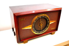 Load image into Gallery viewer, Mahogany Brown Wood Mid Century 1954 RCA Victor Model 6-RF-8 The Livingston AM FM Vacuum Tube Radio Big Daddy Sound and Size!