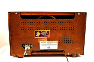 Mahogany Brown Wood Mid Century 1954 RCA Victor Model 6-RF-8 The Livingston AM FM Vacuum Tube Radio Big Daddy Sound and Size!