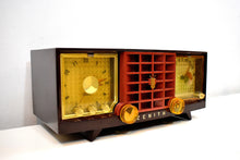 Load image into Gallery viewer, Auburn Brown and Maroon Mid Century 1955 Zenith Model R623R AM Tube Radio Sleek and Sweet Sounds Great!