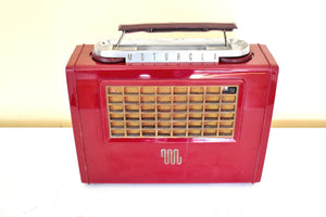 Burgundy Maroon 1953 Motorola Model 52L2A Portable Vacuum Tube AM Radio Excellent Condition Sounds Great!