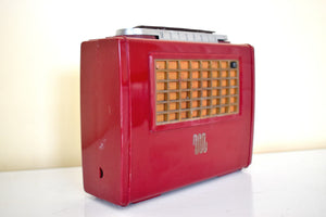 Burgundy Maroon 1953 Motorola Model 52L2A Portable Vacuum Tube AM Radio Excellent Condition Sounds Great!
