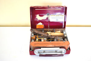 バーガンディ マルーン 1953 モトローラ モデル 52L2A ポータブル真空管 AM ラジオ 素晴らしい状態のサウンドです。