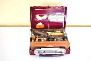 Burgundy Maroon 1953 Motorola Model 52L2A Portable Vacuum Tube AM Radio Excellent Condition Sounds Great!