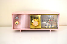 画像をギャラリービューアに読み込む, マリリン ピンク 1957 モトローラ モデル 56CD3 真空管 AM クロック ラジオ She&#39;s a Babe 素晴らしいサウンドです。