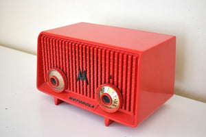 Fiery Red Motorola Model 56R AM Vacuum Tube Radio Loud and Clear Sounding Cute Little Devil!