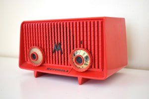 Fiery Red Motorola Model 56R AM Vacuum Tube Radio Loud and Clear Sounding Cute Little Devil!