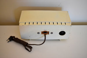 Ivory White Mid Century 1952 Motorola Model 62C2A Vacuum Tube AM Clock Radio Sounds Great! Early Mid Century Design!
