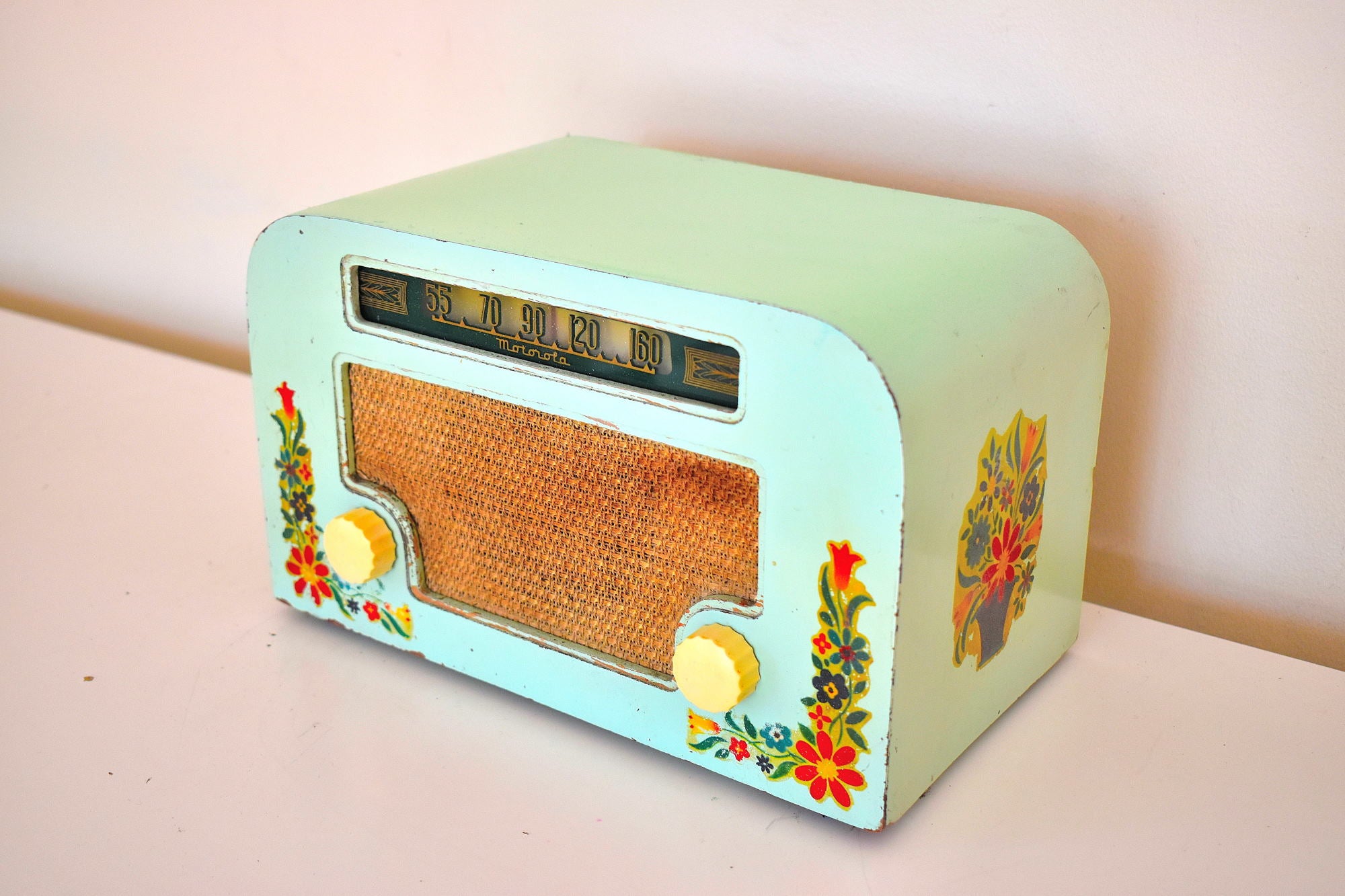 Country Cottage Pastel Green 1940 Motorola 55x15 真空管 AM ラジオ