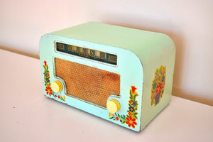 Country Cottage Pastel Green 1940 Motorola 55x15 真空管 AM ラジオ オリジナル工場の趣のあるデザイン!