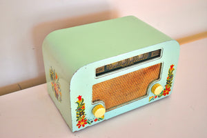 Country Cottage Pastel Green 1940 Motorola 55x15 真空管 AM ラジオ オリジナル工場の趣のあるデザイン!