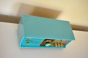 Aquamarine Turquoise 1957 Motorola Model 56CC Vacuum Tube AM Clock Radio Very Good Condition Sounds Great!