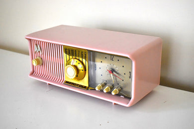 Marilyn Pink Mid Century 1956 Motorola Model 56CD Vacuum Tube AM Clock Radio She's A Doll!