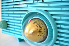 Load image into Gallery viewer, Aquamarine Turquoise 1957 Motorola Model 56H Vintage Vacuum Tube AM Radio Iconic Turbine Design!