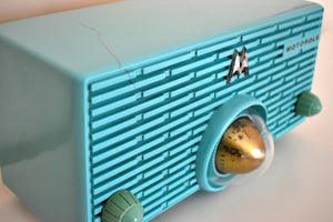 Aquamarine Turquoise 1957 Motorola Model 56H Vintage Vacuum Tube AM Radio Iconic Turbine Design!