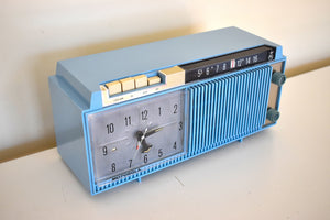 Tuxedo Blue 1963 Motorola Model C12B Vacuum Tube AM Clock Radio Looks and Sounds Fabulous Excellent Condition!