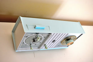 チャルフォンテ ブルー 1963年 モトローラ モデル C35BK 真空管 AM クロック ラジオ 素晴らしい状態です。