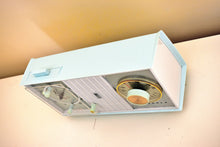 Load image into Gallery viewer, Chalfonte Blue 1963 Motorola Model C35BK Vacuum Tube AM Clock Radio Excellent Condition!